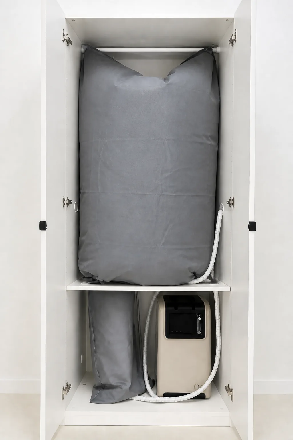 Open EWOT cabinet showing full reservoir system