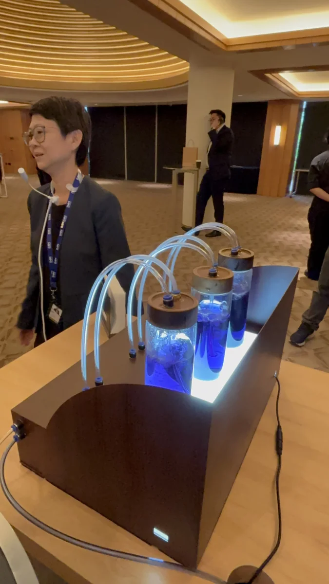 O2genes Oxygen Bar lit in blue at a corporate event